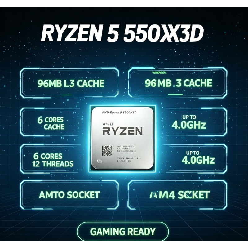 معالج AMD Ryzen 5 5500X3D لجها - مراجعة Pc Gaming Ryzen 5 وسعره